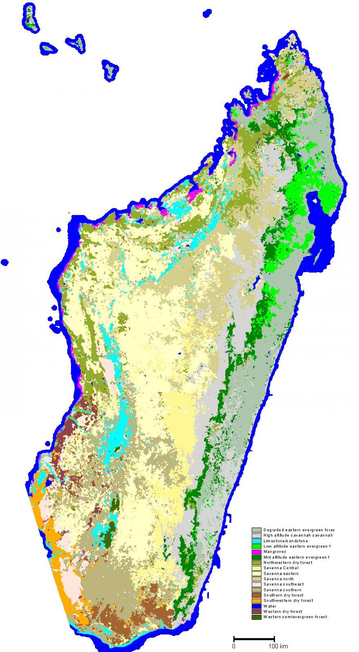 žemėlapis Madagaskaras augalija