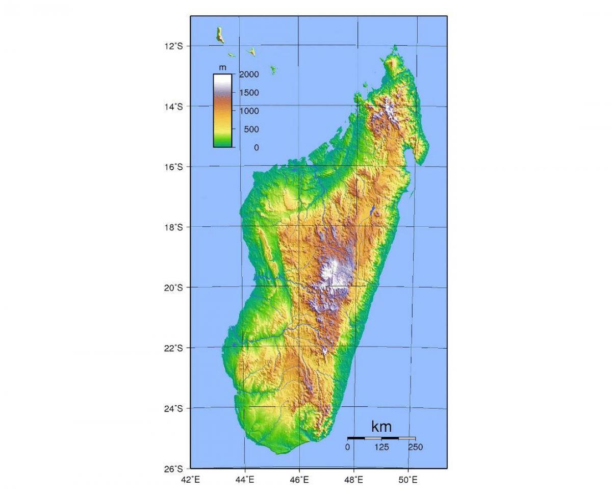žemėlapis Madagaskaras aukštis