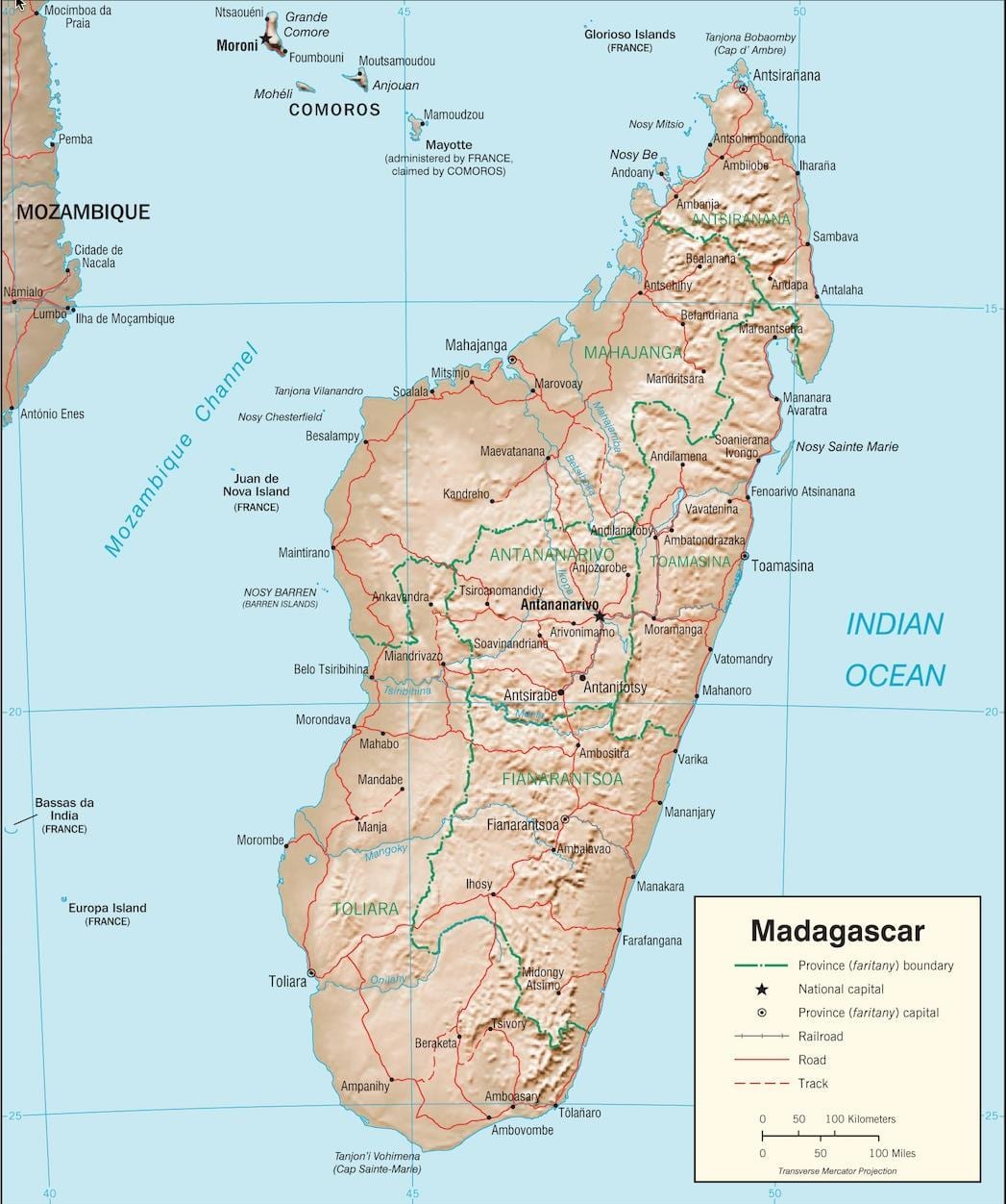 Madagaskaras šalies žemėlapį