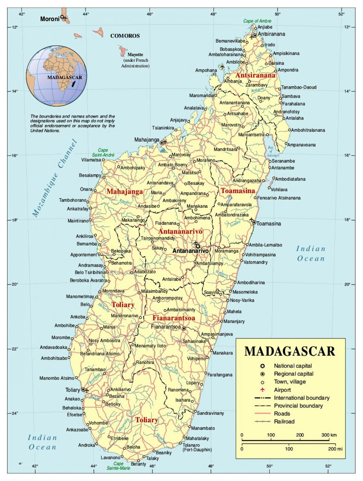 žemėlapis Madagaskaras kelių