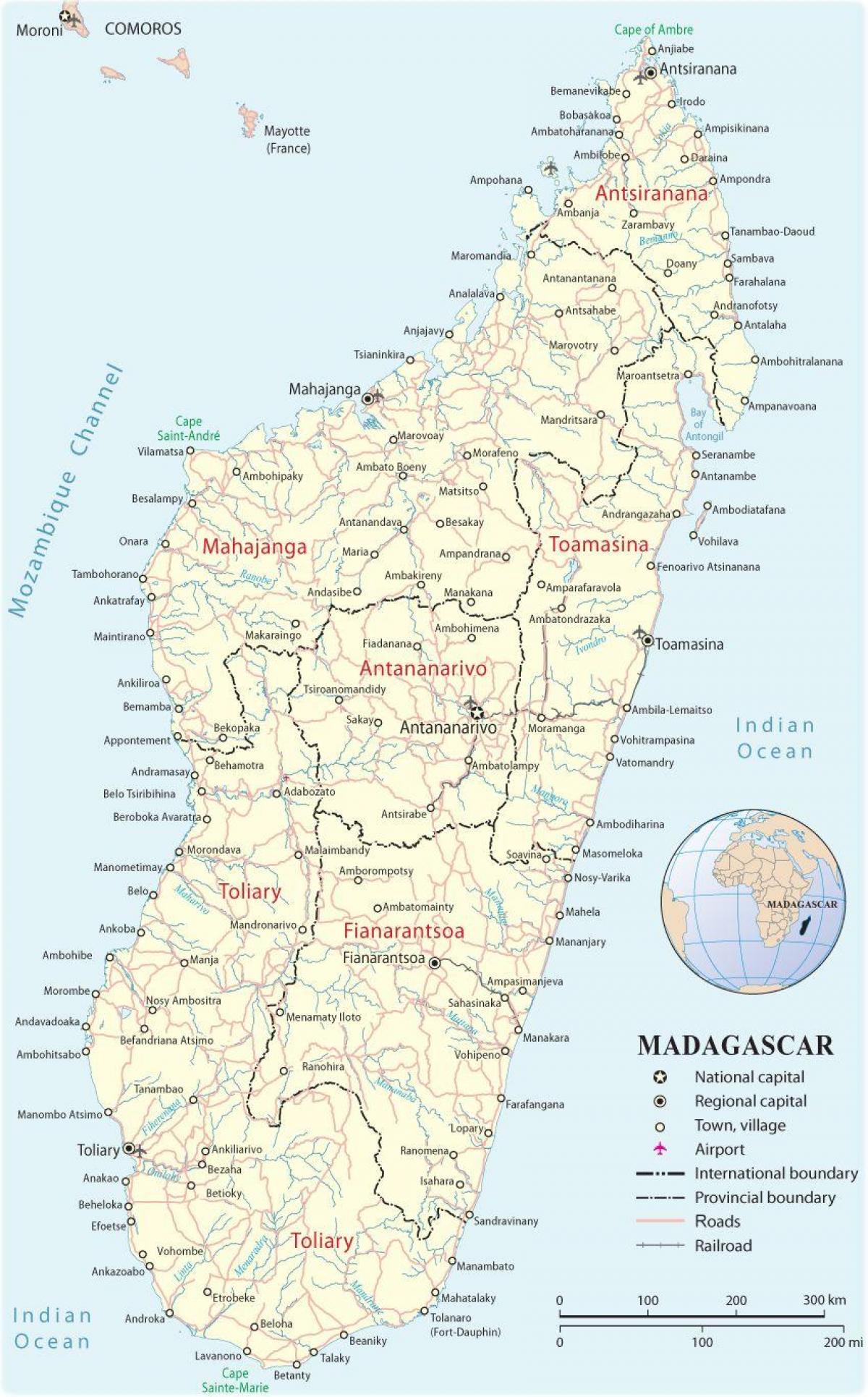 žemėlapis Madagaskaro oro uostai
