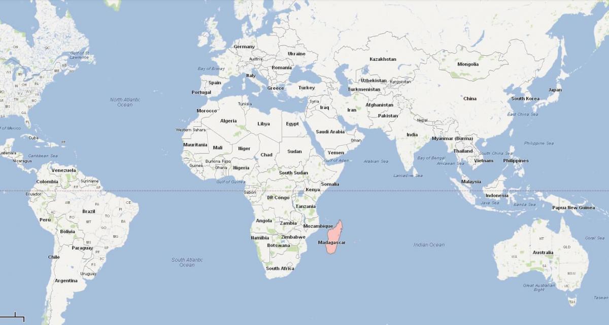 pasaulio žemėlapis, kuriame Madagaskaras