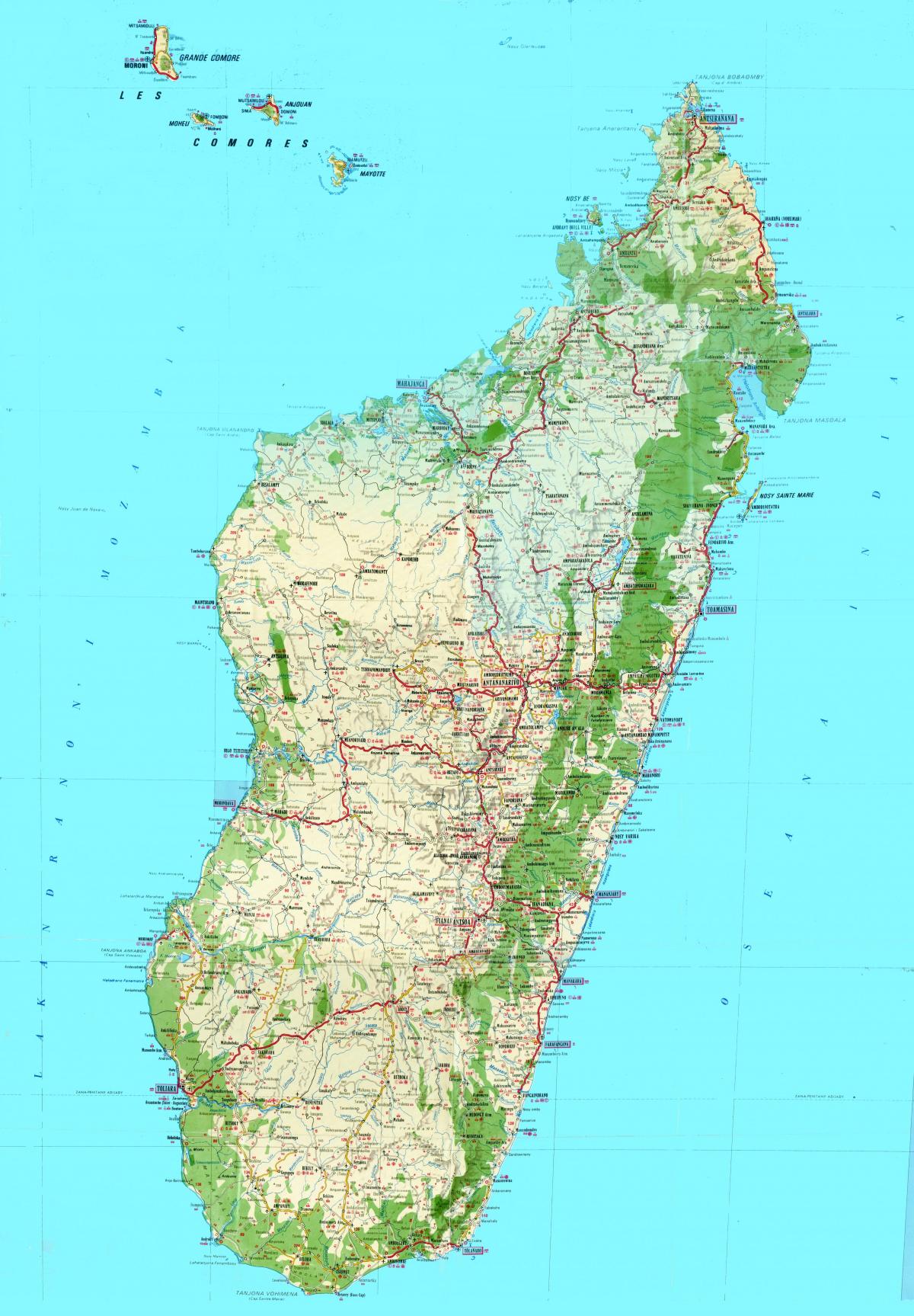žemėlapis Madagaskaras topografinis