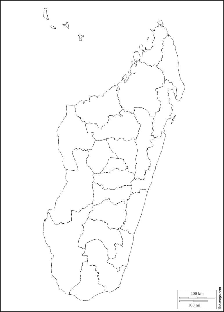 Madagaskaras žemėlapio kontūras