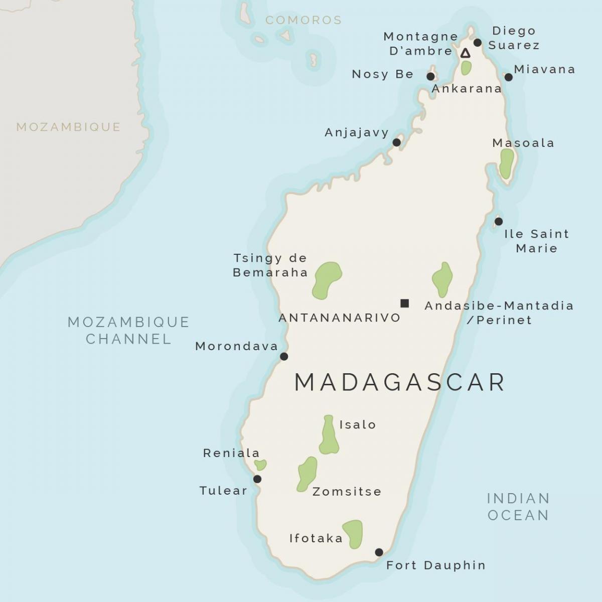 žemėlapis Madagaskaro ir aplinkinių salų