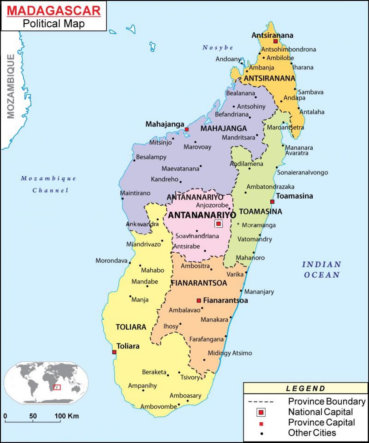 žemėlapis politinį žemėlapį Madagaskaras