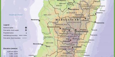 Žemėlapis fizinis žemėlapis Madagaskaras