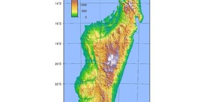 Žemėlapis Madagaskaras aukštis