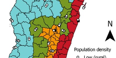 Maliarija Madagaskaras žemėlapyje