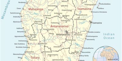 Žemėlapis Madagaskaro oro uostai