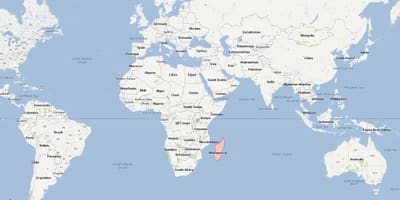 Pasaulio žemėlapis, kuriame Madagaskaras