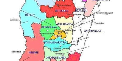 Žemėlapis Madagaskaras regionuose