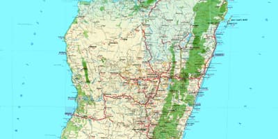 Žemėlapis Madagaskaras topografinis
