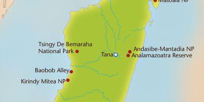 Žemėlapis Madagaskaro kalnuose