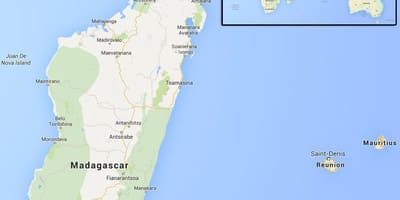 Žemėlapis salos netoli Madagaskaras